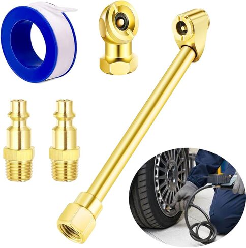 مجموعة ظرف هواء متصل ثنائي الاتجاه، 5 قطع ظرف هواء مزدوج الرأس عالي التحمل مع ظرف إطار كروي مغلق، قابس سريع ذكر NPT 1/4 بوصة، مجموعة ملء هواء الإطارات لقياس منفاخ الإطارات وضاغط الهواء. in Kuwait