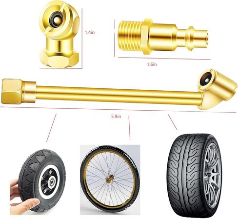 مجموعة ظرف هواء متصل ثنائي الاتجاه، 5 قطع ظرف هواء مزدوج الرأس عالي التحمل مع ظرف إطار كروي مغلق، قابس سريع ذكر NPT 1/4 بوصة، مجموعة ملء هواء الإطارات لقياس منفاخ الإطارات وضاغط الهواء. in Kuwait
