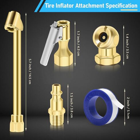6Pcs Tire Inflator Attachment 2 Way Connection Air Chuck Set Include Closed Ball Tire Chuck Standard Male Quick Plug Closed Flow Lock On Tire Chuck Tire Inflator Gauge and Air Compressor in Saudi Arabia