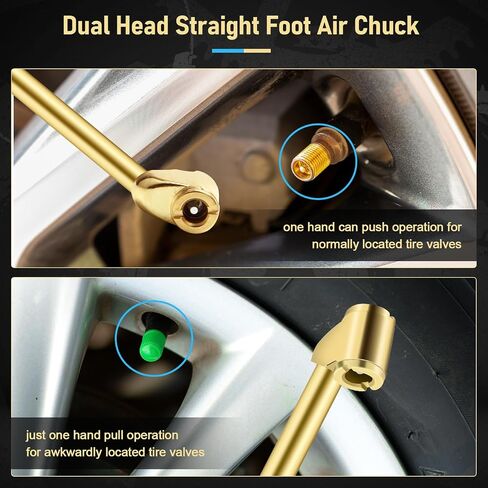 6Pcs Tire Inflator Attachment 2 Way Connection Air Chuck Set Include Closed Ball Tire Chuck Standard Male Quick Plug Closed Flow Lock On Tire Chuck Tire Inflator Gauge and Air Compressor in Saudi Arabia