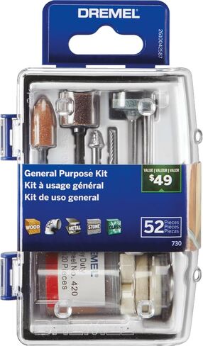 طقم ملحقات الأدوات الدوارة متعددة الأغراض 730-01 من Dremel - مجموعة متنوعة مكونة من 52 قطعة - تتضمن لقمة نحت، وأسطوانات سنفرة، وأحجار طحن، وأقراص قطع، وحقيبة تخزين in Saudi Arabia