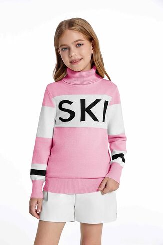 Haloumoning Girls Winter Sweater Kids Color Block Ski Pullover Jumper Tops 5-14 Years in Saudi Arabia