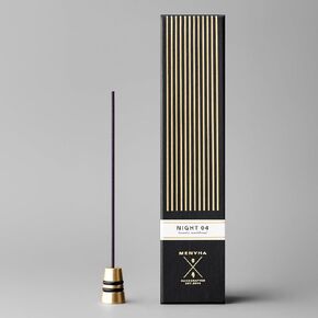 incense set, Japanese Incense sticks with a brass holder, hand-made by artisan, 30sticks, Night Series (Night02 - Jasmine, Less Smoke)