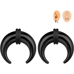 00G-16G Septum Pincher Tapers Septum Rings Stainless Steel Pincher Septum Piercings C Shape Buffalo Stretcher Expander Ear Taper Set for Stretching Pierced, Gold/Black/Sliver