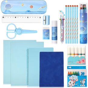Sabary 58 Pcs Back to School Supply Bundle Kit for Girls Grades K-12, Essentials Box of Supplies Bundle, School Classroom Essentials Include Folders Notebook Pencil Pen Ruler Scissor and More(Pink)