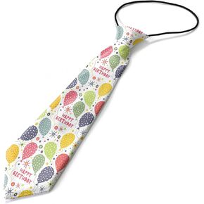 Toddler Size ( Happy Birthday Bright ) Pre-Tied Adjustable Novelty Necktie, Fashion Conversational Neck Strap Ties for Boys and Children, for Wedding Parties Events