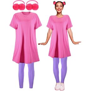 Halloween Costume Set for Women Casual Rose Red Coverup Dress, Length Leggings for Halloween Cosplay Party