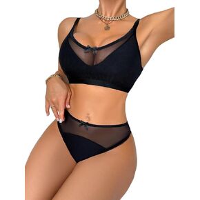 SOLY HUX Women's Lingerie Set for Women Mesh Bra and Panty Sets 2 Piece