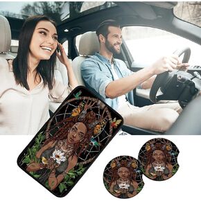 Car Armrest Cover Pads Universal Fashion Cute Auto Center Console Armrest Cover Pad with 2PCS Car Coasters Soft Waterproof Car Armrest Seat Protector for Women Girls, Colorful Skulls
