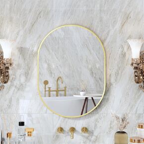 20" Round Mirror, Gold Metal Frame Bathroom Mirrors, Round Wall Mirror, Bathroom Mirrors for Over Sink, Bathroom Vanity Mirrors, Circle Mirrors for Wall Decor, Living Bedroom Decor Mirror