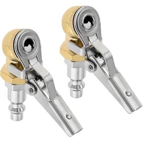 2 Pack Closed Ball Tire Chuck with Clip, 1/4" FNPT Locking Air Chuck Tire Inflator with Quick Plug, Multiple Connection Clip-On Air Chuck Tires for Truck RV Auto Car Air Compressor