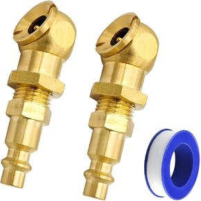 2PCS Car Ball Foot Air Chuck Set, 1/4" FNPT Closed Flow Tire Inflator Quick Plug, Portable Brass Tire Inflator Gauge Nozzle for Air Compressor Attachments, Tire Hose Tool