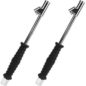 Tissting 2 Pcs Extended Air Chuck 1/4 Inch Aluminum Alloy Tire Inflate Chuck Double Head with Push Pull Collets, Tire Air Compressor Fill Kit for Semi RV Truck