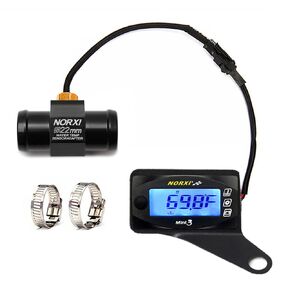 Universal 3in1 Multifunction Gauge (Water Temp+Voltmeter+Timer) Water Thermometer Fahrenheit/Celsius(℉/℃) Digital Voltage Meter Clock Multimeter for Motorcycle Car (16mm, Left)
