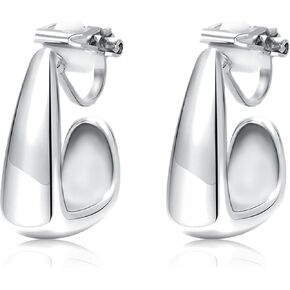 14K Gold Clip on Earrings for Women, Non Pierced Irregular Earrings, Hypoallergenic Lightweight Clip Earrings