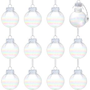 2.5 Inch Iridescent Ornaments Balls, 12Pcs Plastic Clear Christmas Balls Fill-able Mini Ornaments for Crafts Holiday Party Xmas Tree Decorations Home Decor in Saudi Arabia