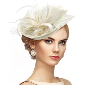 Small Tea Party Hat - 2024 Kentucky Derby Fascinator Pillbox Hat Headdress for Women