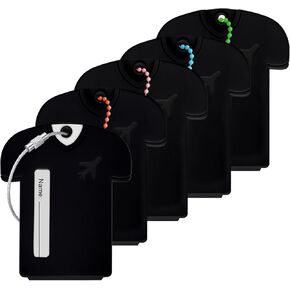 5Pack Personalized Jersey Shaped Luggage Tags - Lightweight and Secure Privacy Protection for Your Personal Information (Orange)