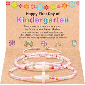 First Day of Kindergarten Bracelet Mommy and Me Back to School First Day of School Gifts for Mother Daughter Anxiety Bracelets Back to School Stuff Gifts for Mom and Daughter
