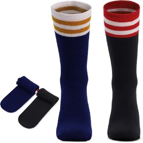 KAKU NANU Kids Toddler Soccer Socks Girls Boys Athletic Knee High Tube Socks, 2 Pack