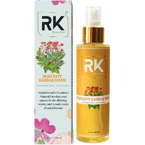 Serenity Sandalwood Room & Linen fragrance for ultimate tranquility, A premium odor neutralizer and aromatherapy experience. Let sandalwood's natural essence transport you to serene serenity- 150ml