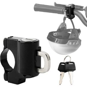 PSLER Motorcycle Helmet Lock Anti-Theft Tamper-Proof Helmet Security Safety Lock with 2 Keys Padlock Multifunctional Hanging Storage Hook for 22mm 7/8" Handlebar Tubing Scooter Bicycle Motorbike Lock