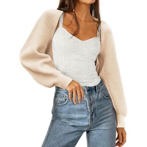 سترة نسائية Zwurew Y2K بوليرو محبوكة بأكمام طويلة مفتوحة من الأمام سترة مقصوصة موضة خريف 2024 in Kuwait