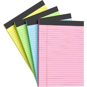 Pink Legal Pad Note Pads 8.5x11 inch, Wide Ruled Clear Print Writing Pads 30 Sheets/Pad, 20lb Colored Paper, Perforated Notepad with Sturdy Back (3 Pads Pink)