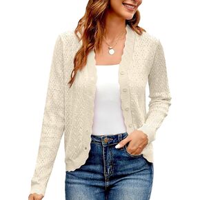 Yekaty Womens Cropped Cardigan Sweaters Lightweight Button Down Sweaters Bolero Shrugs for Dresses