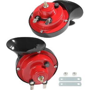 Motorcycle Horn,Train Horn,Car Accessories Car Horn,Super Loud Train Horns,12V Waterproof Double Air Horn,Air Electric Snail Horn,12V Raging Sound Air Horns (Red)