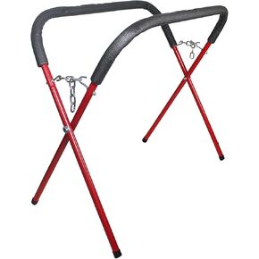 K Tool International 79755 Automotive Fender Stand for Garages, Repair Shops, and DIY, 31" x 36" x 41", 750 lbs. Capacity, Adjustable, Padded, Powder-Coated Tubular Steel, Non-Skid Feet, Red/Black