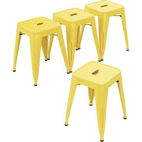 ALISH 18 Inch Stools Backless Metal Stool Stackable Short Stools School Chairs Metal Dining Chairs Set of 4 Stools for Classroom White