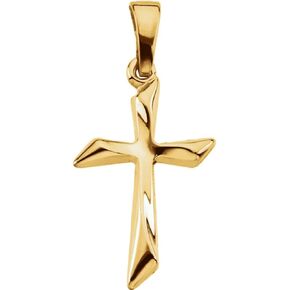 14K Yellow Gold 18.5X13 mm Polished Cross Pendant in Kuwait