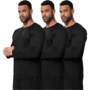 3 Pack Men's Shirts Workout Long Sleeve T-Shirts Moisture Wicking Performance Quick Dry Gym Dry Fit Running Clothing