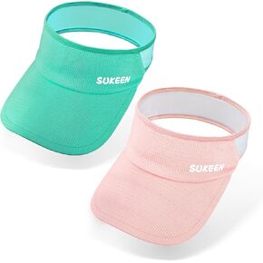Sukeen 2 Packs Kids Sun Visor Hats for Girls Boys,Lightweight Sports Cap Cooling UPF50+ Sun Hat for Running Outdoor Activity