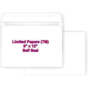 9 X 12 Inch, Booklet Envelope - Self Seal - 28 Pound White - Open End - Jumbo Envelope Series (100)