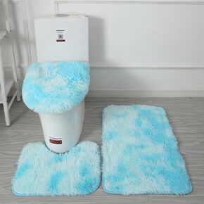 Bathroom Rugs Sets 3 Piece,U-Shaped Toilet Floor Mat +Non Slip Rugs +Toilet Lid Cover Mat,with PVC Point Rubber Backing (Coffee color)