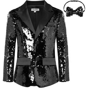 GRACE KARIN Boys Sequins Blazers Slim Fit Glitter Suit Jacket Formal Blazer for Party Prom（5-12Y）
