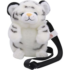 Plush Tiger Panda Crossbody Purse for Women Girls Small Fluffy Animal Shoulder Plush Tiger Panda Doll Cute Purse