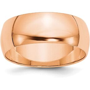 Sonia Jewels 14k Rose Gold 8mm Men's Plain Classic Dome Wedding Band Ring
