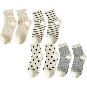 Womens Striped Colorful Ribbed Ankle Socks Cute Dot Athlete Crew Cotton Casual Sock Size5-10.5