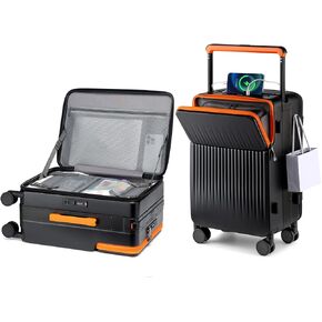 Joyway Carry on Luggage 22x14x9 Airline Approved, Hardside Carry-on Suitcase with Charging Port and Spinner Wheels, Hardshell 20 Inch Luggage with TSA Lock, Black