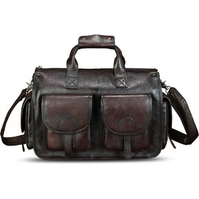 Genuine Leather Messenger Bag and Briefcase Purse for Men Real Leather Shoulder Bag Top Handle Satchel Purse for Laptop Strap