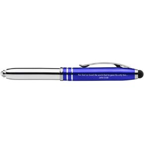 John 3:16 Lighted Tip Pen with Stylus, Black Ink, Light Up Pen for Writing in the Dark. Comes in a Gift Box