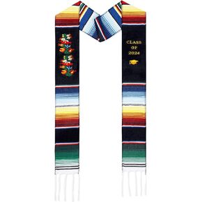 Mexican Graduation Stole Class of 2024 Hispanic Stole Soft Embroidered Sash for Graduate Graduation Serape Sash Scarf