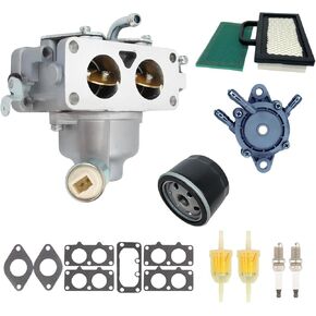 791230 Carburetor rebuild kit Compatible for John Deere L118 L120 LA130 LA135 LA140 LA145 LA150 Z425 MIA10632 fit B&S 20hp-25hp 405777 V-Twin Engines for Husqvarna YTH22V46 with 696854 Oil filter