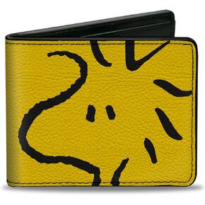 Peanuts Worldwide LLC Wallet, Bifold, Peanuts Woodstock Face Yellow Black, Vegan Leather