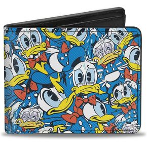 Buckle-Down Men's PU Bifold Wallet, Blue & Yellow, 4.0" x 3.5"