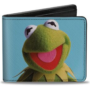 Buckle-Down Disney Wallet, Bifold, The Muppets Kermit the Frog Portrait Pose Blue, Vegan Leather