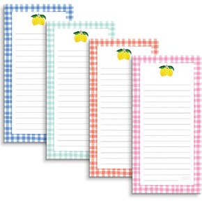 S&O Magnetic Notepads for Refrigerator 4 Pack, Strong magnet sheets for Fridge Sets - Magnetized List Pages for freezer - Sticky Notes for cooler - 3.5" x 7", 45 Pages